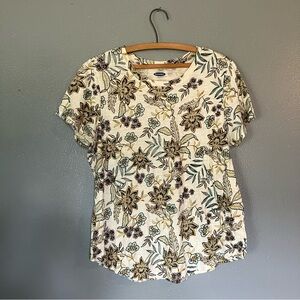 Old Navy Cream and floral t shirt dress new